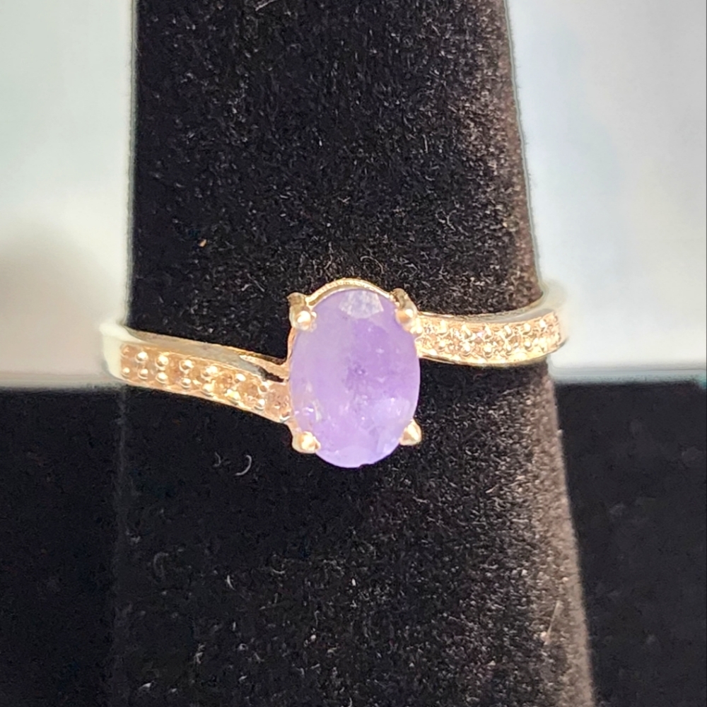 Purple Scapolite, Cubic Zirconia, and Sterling Silver Ring NWOT
